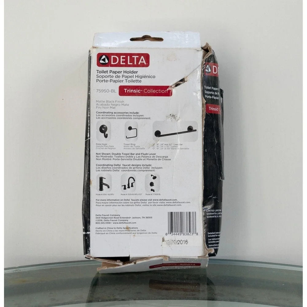 Delta 75950-BL Trinsic Single Bar Toilet Tissue Paper‎ Roll Holder - Matte Black